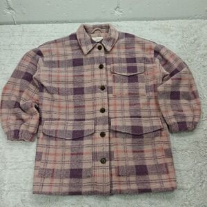 Universal Thread Plaid Jacket Womens XS Button Pink Purple Pockets Soft Girl